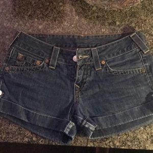 True Religion denim cuffed shorts